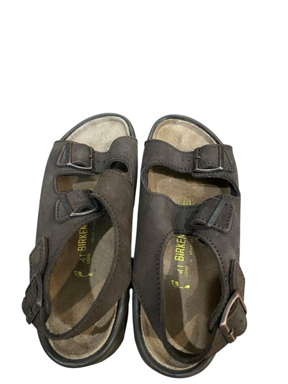 Birkenstock Ladies 10 Mens 8 Brown Suede Leather Sandals Ankle Adjust Buckles - Picture 5 of 9